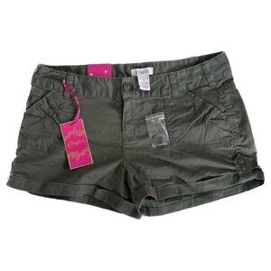 Candie's Juniors Gypsy Daydream Grape Leaf Olive Green Chino Style Shorts 9